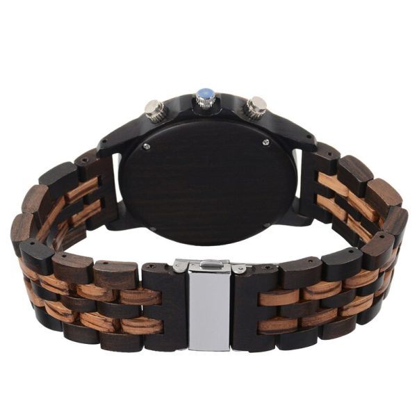 ⁦2022 New Business Men Wristwatches Quartz Wooden Multifunctional Sandalwood Strap Watches for Men GMT, Luminous, Calendar, Stop⁩ - الصورة ⁦3⁩
