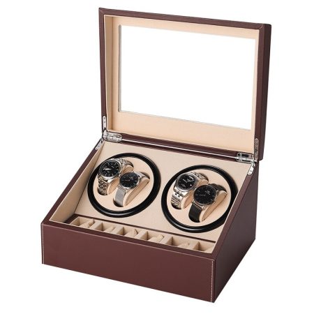 4 6 PU Automatic Watch Winder Storage Box Winder Motor Shake Jewelry Collection Holder Display Double Head Silent