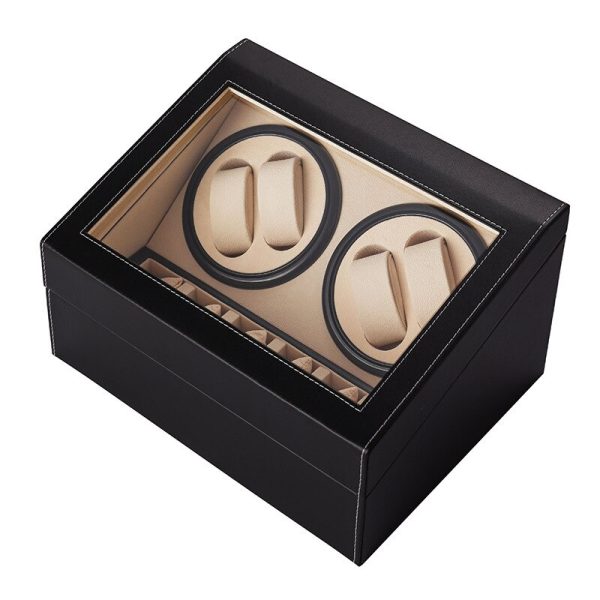 ⁦4 6 PU Automatic Watch Winder Storage Box Winder Motor Shake Jewelry Collection Holder Display Double Head Silent⁩ - الصورة ⁦6⁩