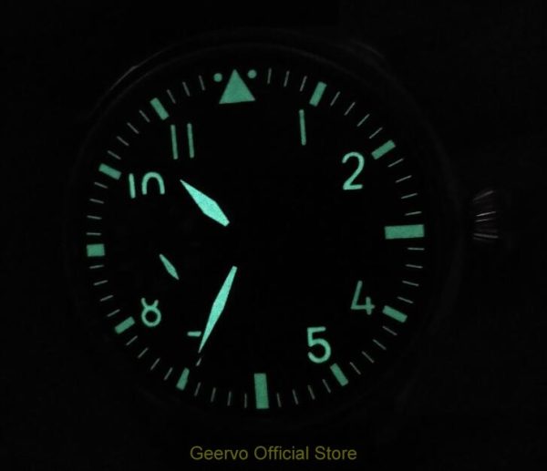 ⁦44mm GEERVO light blue dial Asian 6497 17 jewels Mechanical Hand Wind movement men's watch green luminous Mechanical watches 152⁩ - الصورة ⁦5⁩