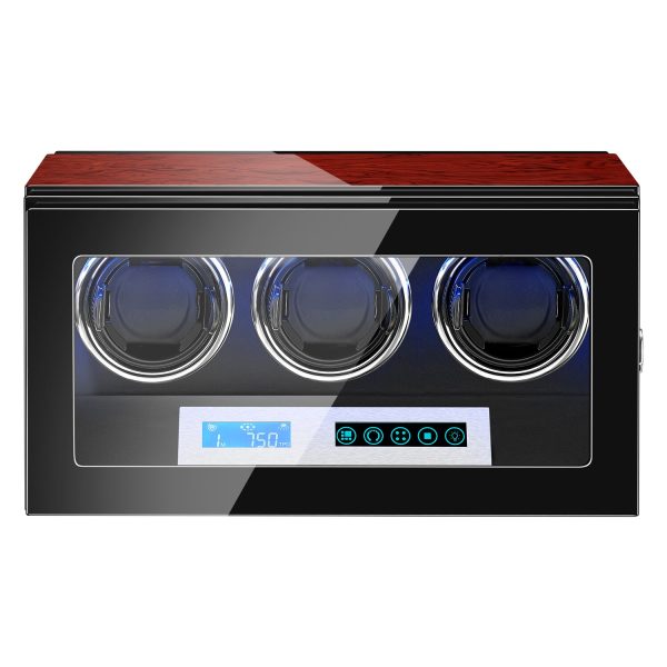 ⁦AAA Quality 5 Modes Rosewood Watch Winder with Quiet Japanese Mabuchi Motor 3 0 Storage Ultra-quiet Japanese motor with LED⁩ - الصورة ⁦2⁩