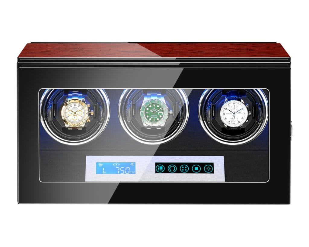 AAA Quality 5 Modes Rosewood Watch Winder with Quiet Japanese Mabuchi Motor 3 0 Storage Ultra-quiet Japanese motor with LED