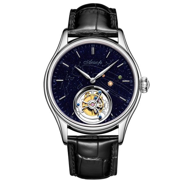 ⁦AESOP Men's Mechanical Watch Flying Tourbillon Skeleton Watches for Men Wristwatch Man Male Clocks Mechanical Watch Luxury⁩ - الصورة ⁦2⁩