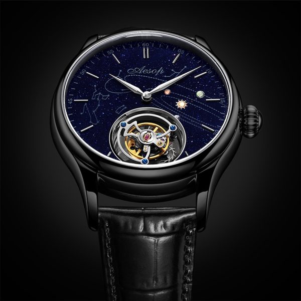 ⁦AESOP Men's Mechanical Watch Flying Tourbillon Skeleton Watches for Men Wristwatch Man Male Clocks Mechanical Watch Luxury⁩ - الصورة ⁦3⁩