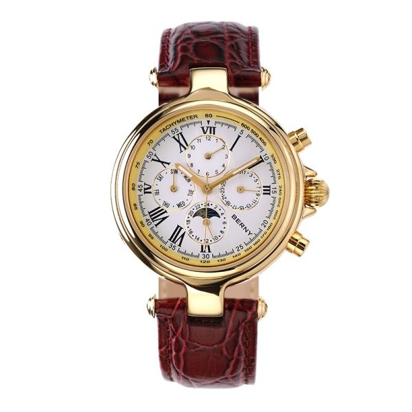 ⁦Automatic Watch Men Mechanical Wristwatch Luxury Stain Steel Case Leather Strap Waterproof Male Clock Fashion Relogio Masculino⁩ - الصورة ⁦3⁩