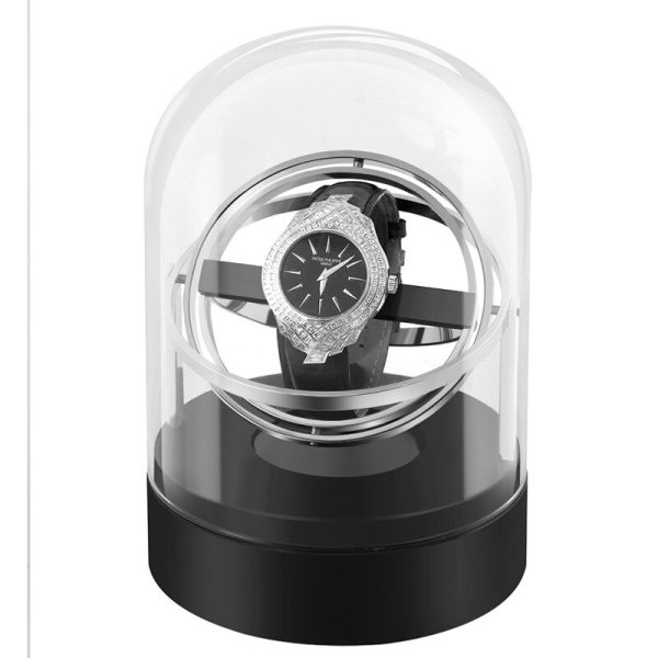 ⁦Automatic Watch Winder Box For Mechanical Watches Watch Shaker Brand Fashion Single Watch Box Rotator Luxury Transparent Glass⁩ - الصورة ⁦3⁩