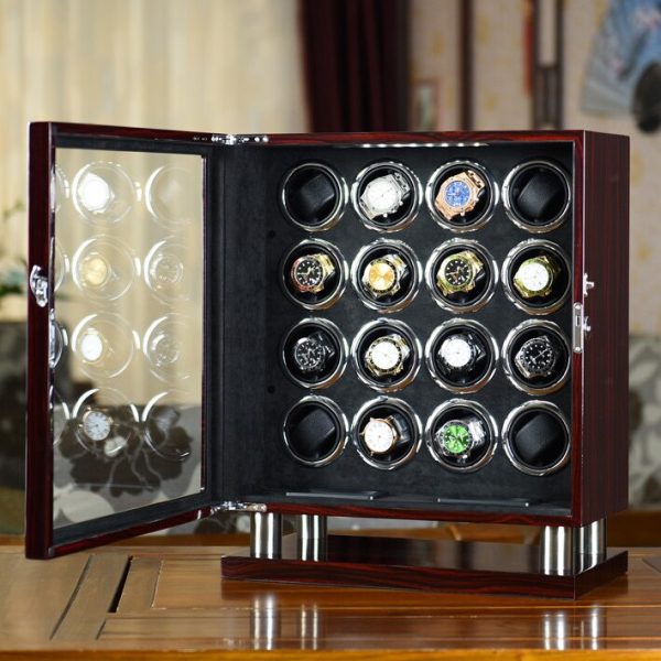 ⁦Automatic Watch Winder Luxury Wood Watch Safe Box Japanese Mabuchi Motor Adjustable Modes Watches Storage Winding Case Safe Box⁩ - الصورة ⁦2⁩