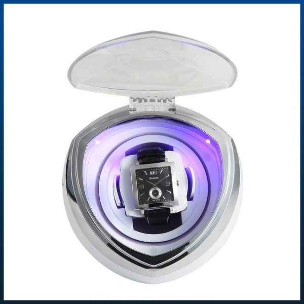 ⁦Automatic Watch Winders Box Rotator Lights Watch Holder Case Winding Watch Cabinet Single Clock Storage Luxury Stand Display Box⁩ - الصورة ⁦3⁩