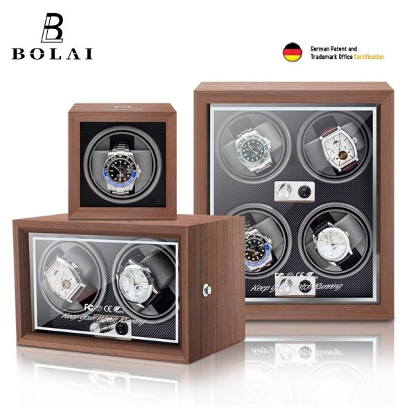 ⁦BOLAI Brand Luxury Wood Watch Winder High-End 1 2 4 Slot Automatic Watches Box with Mabuchi Moto Watch Cabinet Clock Storage Box⁩ - الصورة ⁦4⁩