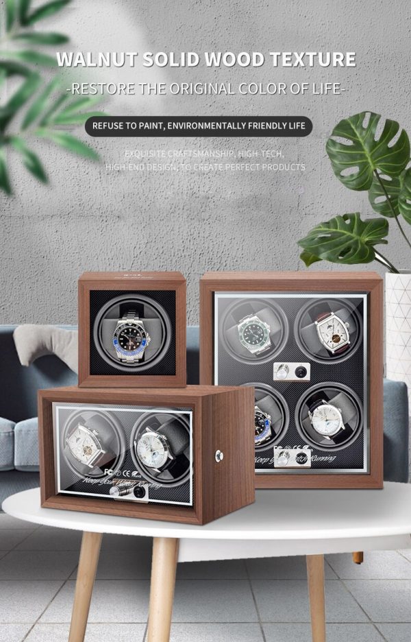 ⁦BOLAI Brand Luxury Wood Watch Winder High-End 1 2 4 Slot Automatic Watches Box with Mabuchi Moto Watch Cabinet Clock Storage Box⁩ - الصورة ⁦5⁩