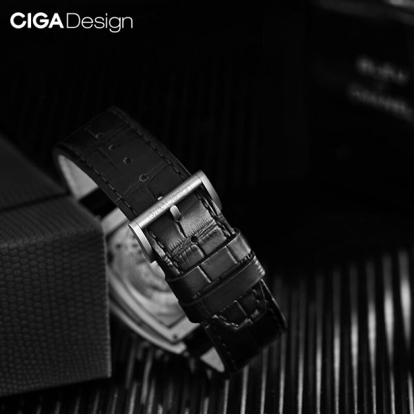 ⁦CIGA DESIGN Watch Unisex Automatic Mechanical Wristwatch Titanium Case Sapphire Crystal Two Straps Silicone/Leather Timepiece⁩ - الصورة ⁦2⁩