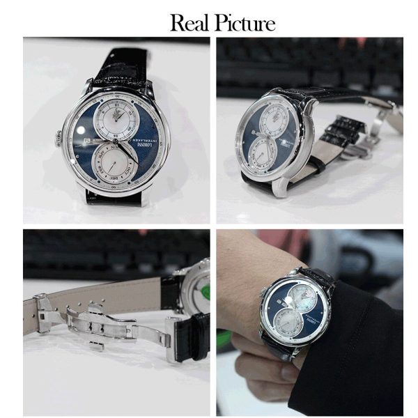 ⁦Lobinni Fashion Automatic Men Mechaincal Watch Luxury Week Male Wristwatch Date Mooth Waterproof Sapphire 24 Hours Leather Clock⁩ - الصورة ⁦4⁩