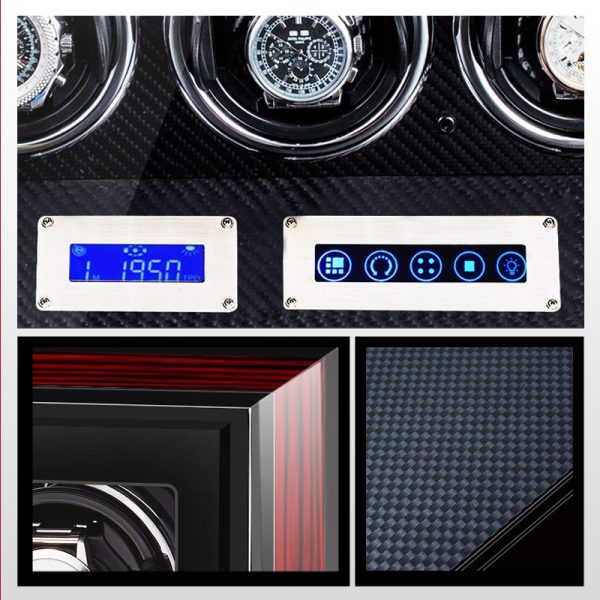 ⁦Luxury Automatic wood watch box watch winder with Mabuchi motor LCD touch screen and Remote control mechanical Watch winder box⁩ - الصورة ⁦3⁩