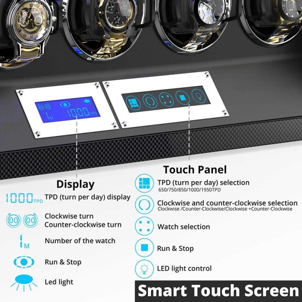 ⁦Luxury Automatic wood watch box watch winder with Mabuchi motor LCD touch screen and Remote control mechanical Watch winder box⁩ - الصورة ⁦5⁩
