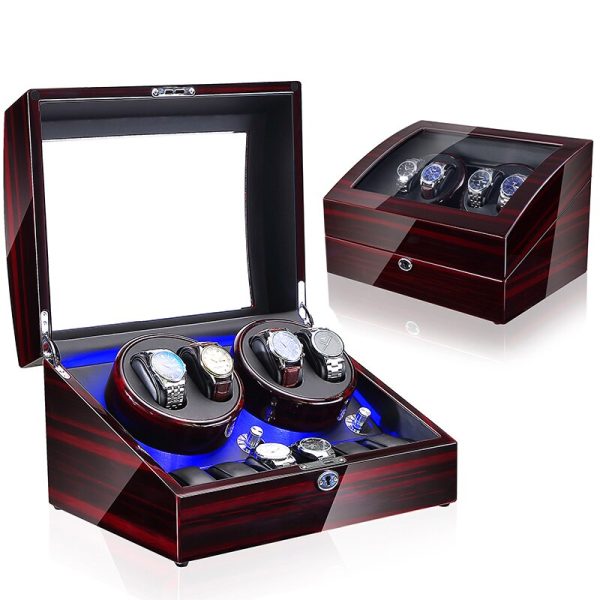 ⁦Luxury Wooden Watch Winder Motor Box Automatic Watch Box Display 시계 와인더⁩ - الصورة ⁦2⁩