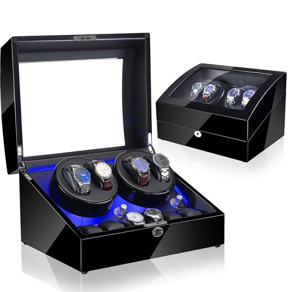 ⁦Luxury Wooden Watch Winder Motor Box Automatic Watch Box Display 시계 와인더⁩ - الصورة ⁦3⁩