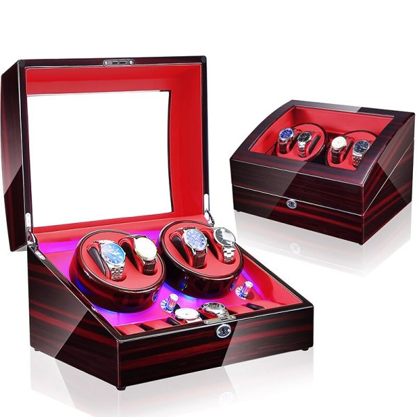 ⁦Luxury Wooden Watch Winder Motor Box Automatic Watch Box Display 시계 와인더⁩ - الصورة ⁦5⁩
