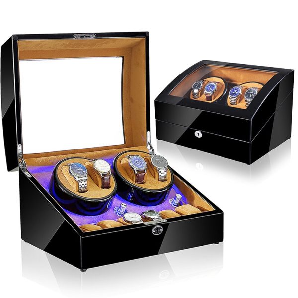 ⁦Luxury Wooden Watch Winder Motor Box Automatic Watch Box Display 시계 와인더⁩ - الصورة ⁦6⁩