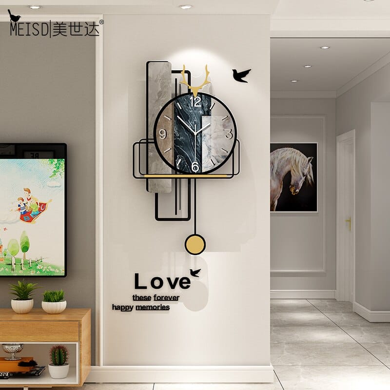 MEISD Vintage Wall Clocks Large Modern Home Decor Retro Watches Pendulum Silent Living Room Decoration Horloge Free Shipping - الصورة 2
