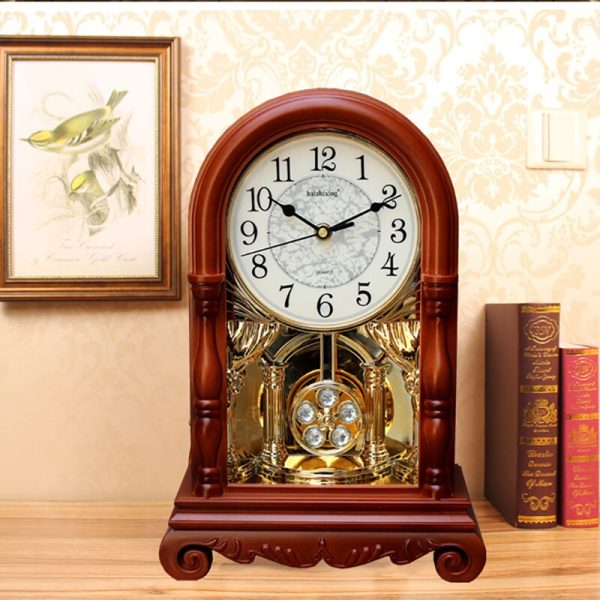 ⁦Nordic Table Clock Vintage Creative Desk Clock Bedroom Pendulum Clocks American Desktop Living Room Decoration Tell The Time⁩ - الصورة ⁦2⁩