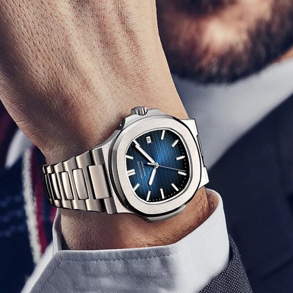 ⁦ROCOS Men's Automatic Mechanical Watches Classic Waterproof Steel Strip WristWatch Luxury Casual Elegant Sports Watch R0139⁩ - الصورة ⁦4⁩