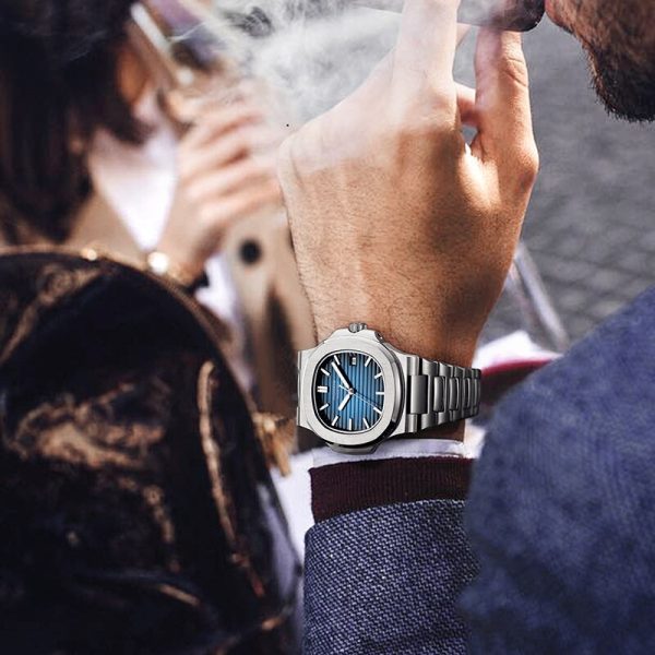 ⁦ROCOS Men's Automatic Mechanical Watches Classic Waterproof Steel Strip WristWatch Luxury Casual Elegant Sports Watch R0139⁩ - الصورة ⁦5⁩