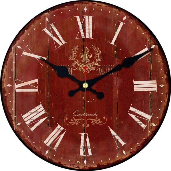 ⁦Retro Wall Clock Farmhouse Wood Style Home Dcor Vintage Rustic Decoration Vintage Iron Wrought 16 Inch Round Classic Wall Clock⁩ - الصورة ⁦3⁩