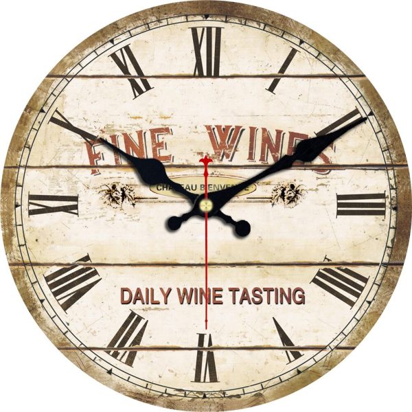 ⁦Retro Wall Clock Farmhouse Wood Style Home Dcor Vintage Rustic Decoration Vintage Iron Wrought 16 Inch Round Classic Wall Clock⁩ - الصورة ⁦4⁩