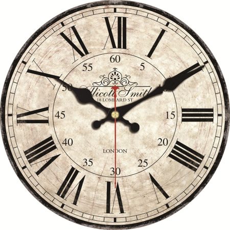 Retro Wall Clock Farmhouse Wood Style Home Dcor Vintage Rustic Decoration Vintage Iron Wrought 16 Inch Round Classic Wall Clock