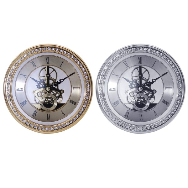 ⁦Round Quartz Clock Movement Insert Roman Numeral White Face Skeleton Gear⁩ - الصورة ⁦2⁩