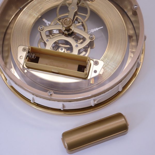⁦Round Quartz Clock Movement Insert Roman Numeral White Face Skeleton Gear⁩ - الصورة ⁦5⁩