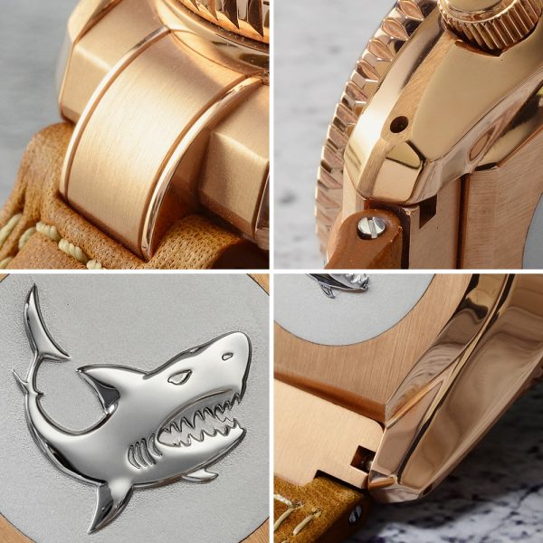 ⁦San Martin Diver Watch CuSn8 Bronze MM300 PT5000 Automatic Men Mechanical Watches Leather 300m Water Resistant Luminous Relojes⁩ - الصورة ⁦5⁩
