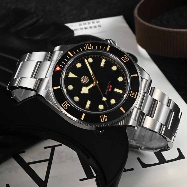 ⁦San Martin Luxury Men Watch 40mm Diver BB58 Vintage Automatic Business Wristwatches Female End Links Sapphire 20 Bar Retro Clock⁩ - الصورة ⁦4⁩