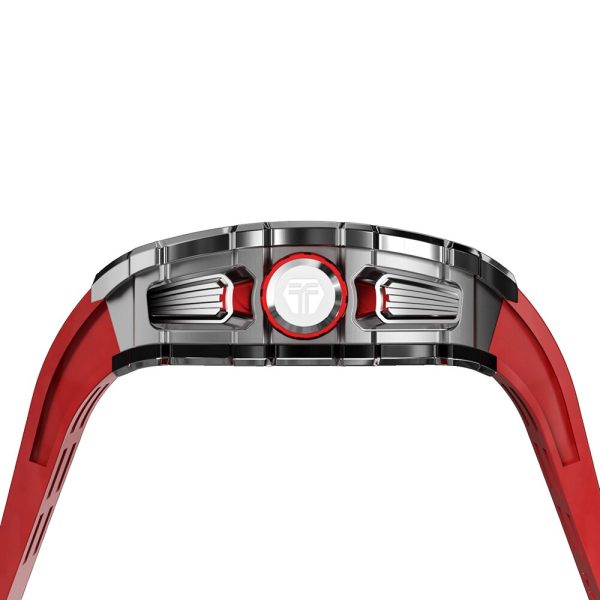 ⁦TSAR BOMBA Mens Watches Luxury Sport Chronograph Quartz Wristwatch Sapphire Glass Stainless Steel Tonneau Design Watch for Men⁩ - الصورة ⁦5⁩