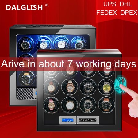 Watch Winder box for Automatic Watches Quite Japanese Motor fingerprint to unlock High Quality Rotate 12 slot Watch LED