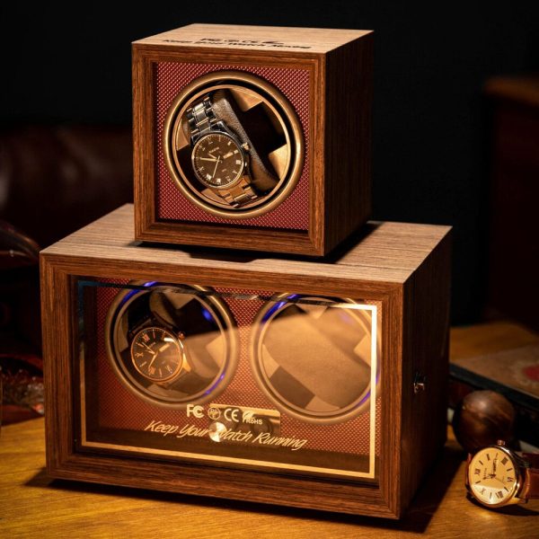 ⁦Watch Winder for Wine Cabinet Decoration Black Walnut Wood Retro Full-automatic Mechanical Watch Shaker Household Winder Box⁩ - الصورة ⁦3⁩