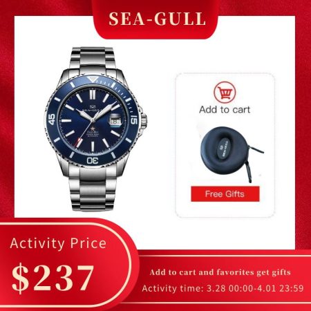 Seagull relogio masculino ساعة رجالي 200 متر الغوص الأعمال مقاوم للماء موضة التلقائي الميكانيكية ساعة المحيط ستار 816.523
