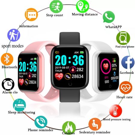 D20 Pro relógio Smart Watch Men Sport Bluetooth Wristband Blood Pressure Count Monitoring Heart Rate Fitness Bracelet Tracker