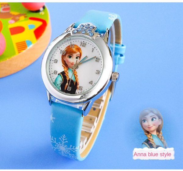 ⁦Disney Frozen Elsa children's Watch anime figure Elsa Anna Princess girls Belt quartz Wristwatches Kids Watches birthday gifts⁩ - الصورة ⁦3⁩