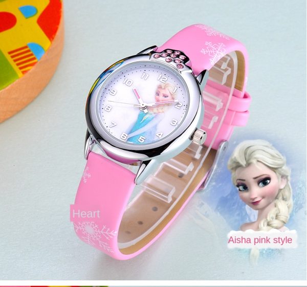 ⁦Disney Frozen Elsa children's Watch anime figure Elsa Anna Princess girls Belt quartz Wristwatches Kids Watches birthday gifts⁩ - الصورة ⁦4⁩