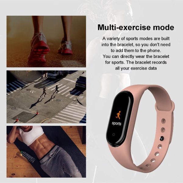 ⁦Fitness M4 Color Screen Smart Sport Bracelet Activity Running Tracker Heart Rate For Children Men Women Watch For IOS Android M3⁩ - الصورة ⁦4⁩