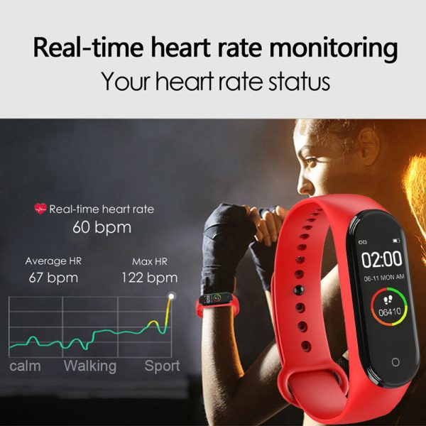 ⁦Fitness M4 Color Screen Smart Sport Bracelet Activity Running Tracker Heart Rate For Children Men Women Watch For IOS Android M3⁩ - الصورة ⁦5⁩