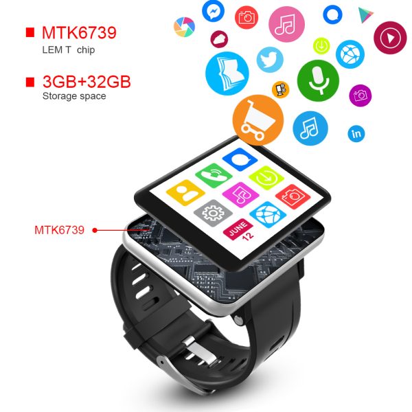⁦LEMFO LEM T 4G 2.86 Inch Screen Smart Watch Android 7.1 3GB 32GB 5MP Camera 480*640 Resolution 2700mah Battery Smartwatch Men⁩ - الصورة ⁦2⁩
