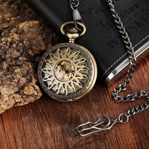 ⁦قطعة/الوحدة ريترو خمر جوفاء لهب الميكانيكية ساعة الجيب الرومانية الهاتفي الهيكل العظمي Steampunk الرجال النساء ساعة هدية بالجملة⁩ - الصورة ⁦2⁩
