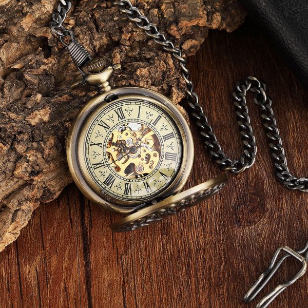 ⁦قطعة/الوحدة ريترو خمر جوفاء لهب الميكانيكية ساعة الجيب الرومانية الهاتفي الهيكل العظمي Steampunk الرجال النساء ساعة هدية بالجملة⁩ - الصورة ⁦3⁩