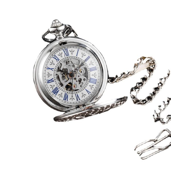 ⁦قطعة/الوحدة ريترو خمر جوفاء لهب الميكانيكية ساعة الجيب الرومانية الهاتفي الهيكل العظمي Steampunk الرجال النساء ساعة هدية بالجملة⁩ - الصورة ⁦4⁩