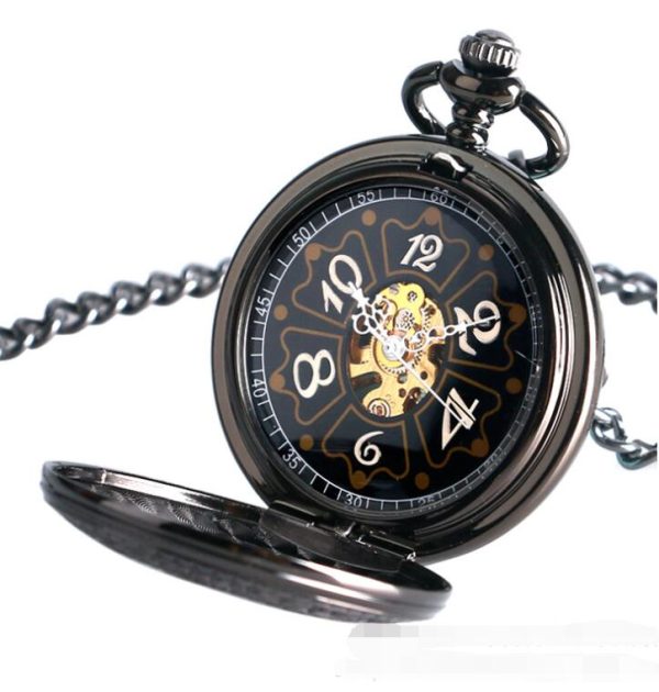 ⁦10 قطعة/الوحدة عالية الجودة Steampunk الأسود الجوف ستار الميكانيكية ساعة جيب ساعة جيب رجالية بالجملة⁩ - الصورة ⁦2⁩