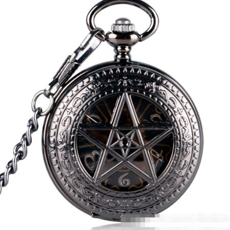 10 قطعة/الوحدة عالية الجودة Steampunk الأسود الجوف ستار الميكانيكية ساعة جيب ساعة جيب رجالية بالجملة