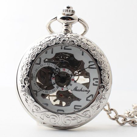 15 منقوشة 5 قطعة الفاخرة خمر ساعة الجيب الميكانيكية للرجال الذكور الهيكل العظمي Steampunk Orologio رجل فوب سلسلة العتيقة ساعة