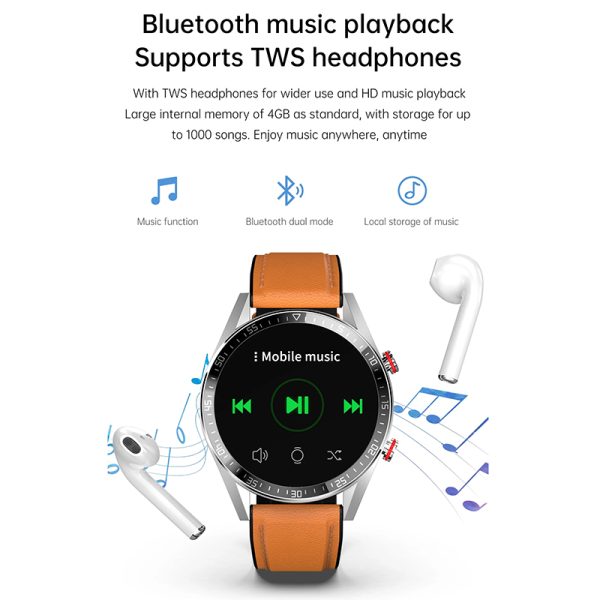 ⁦2021 New 454*454 Screen Smart Watch Always Display The Time Bluetooth Call Local Music Smartwatch For Mens Android TWS Earphones⁩ - الصورة ⁦5⁩